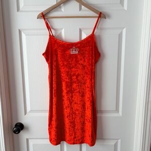 Juicy by Juicy Couture Red Crushed Velour Crown Mini Dress PJ XL Spaghetti Strap